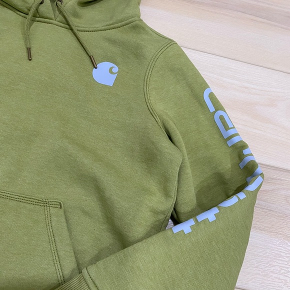 CARHARTT RELAXED FIT MIDWEIGHT LOGO SLEEVE GRAPHIC HOODIE WOMENS SMALL - Picture 3 of 9